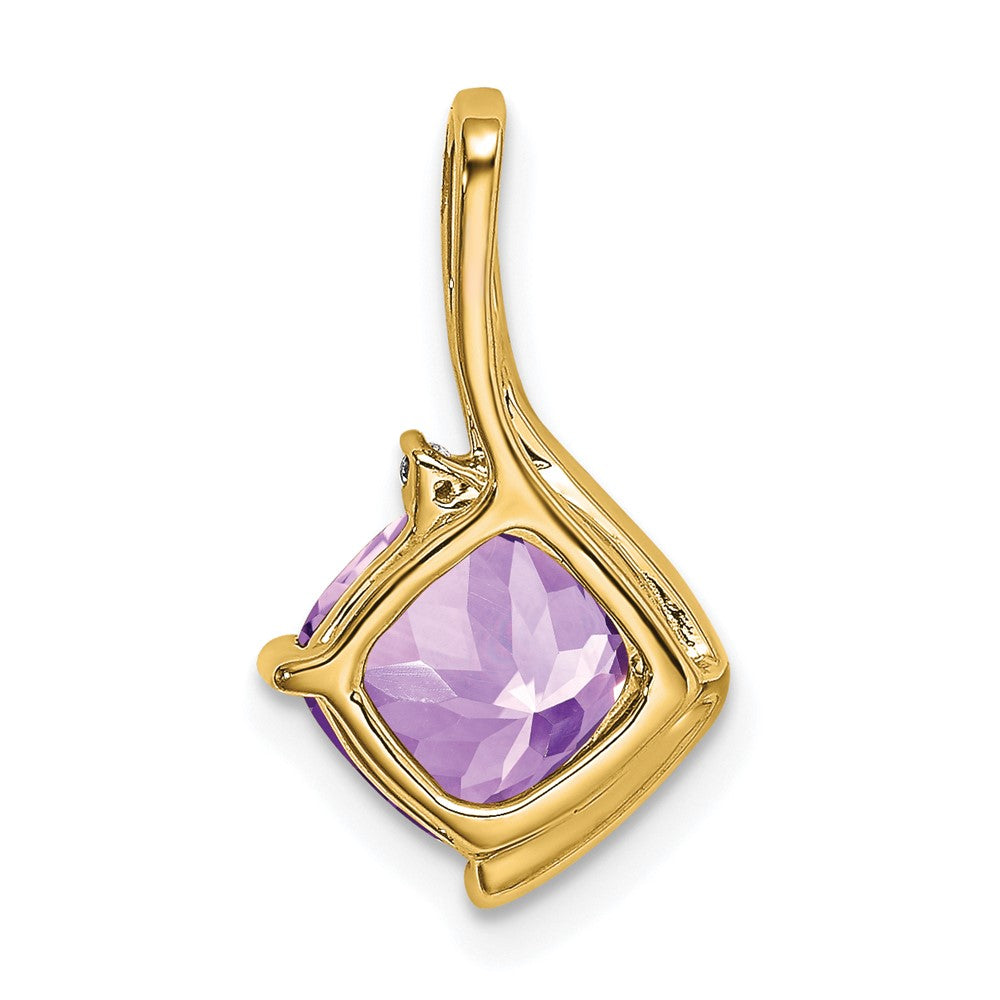 14k Cushion Amethyst and Diamond Pendant (1.2 grams)