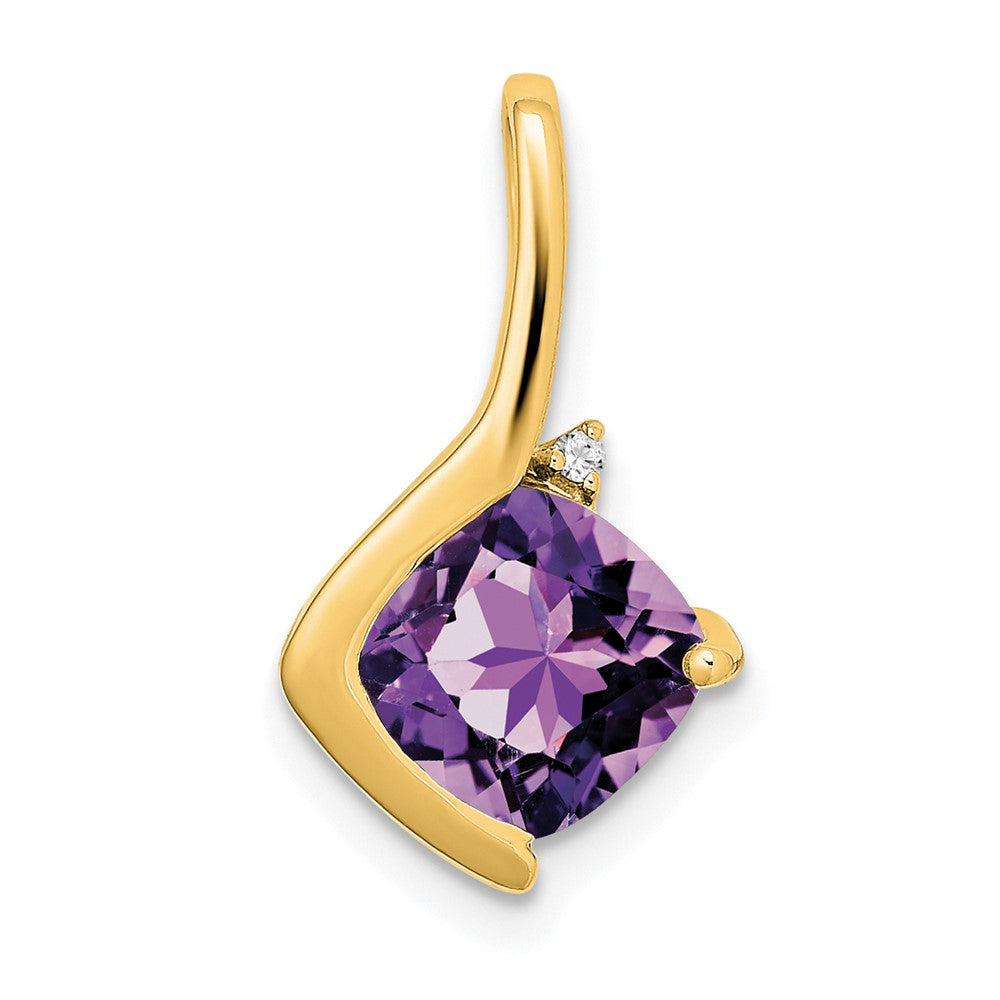 14k Cushion Amethyst and Diamond Pendant (1.2 grams)