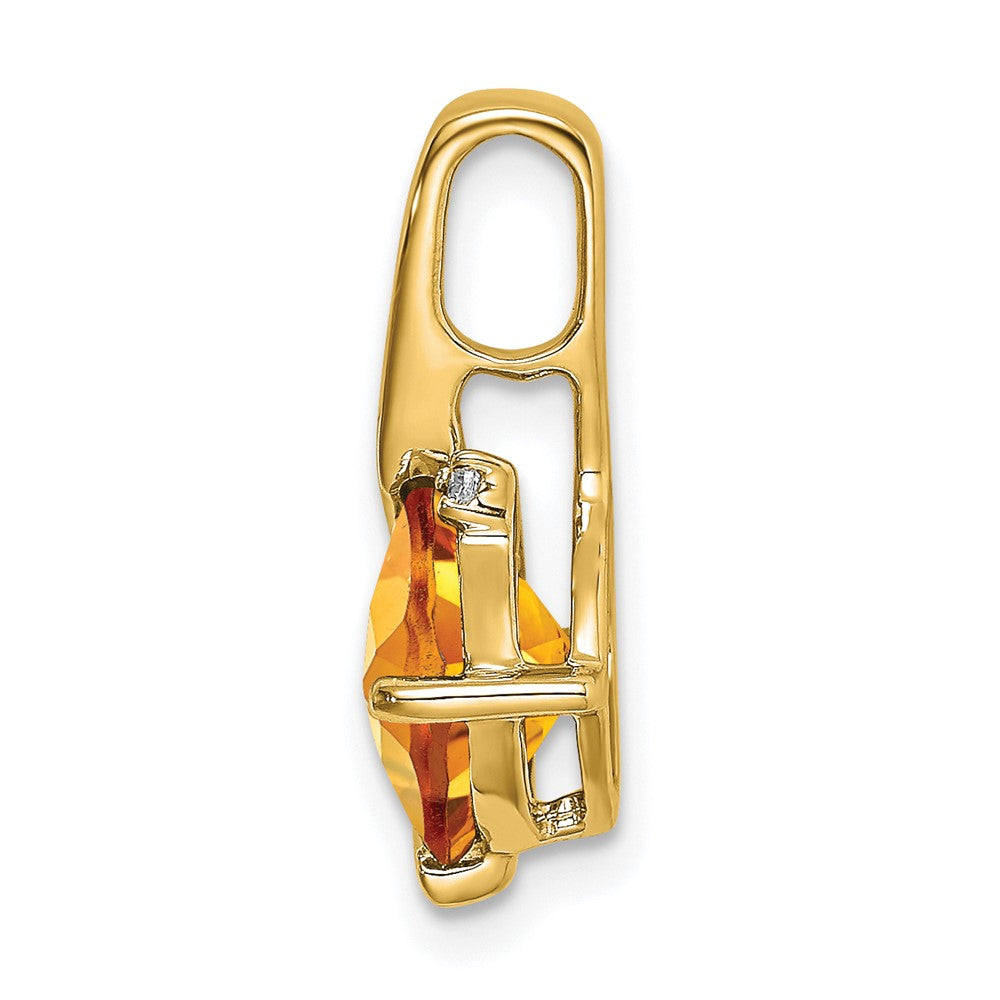 14k Cushion Citrine and Diamond Pendant (1.2 grams)