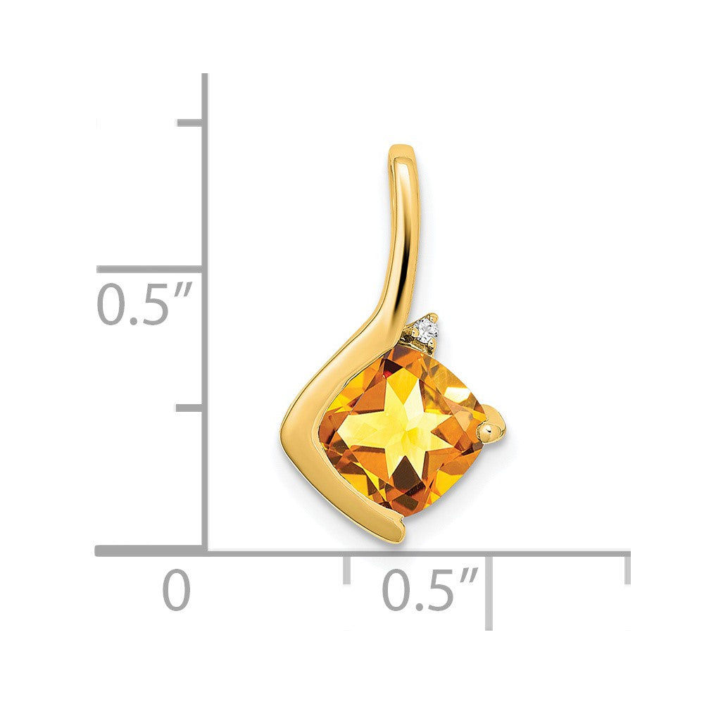 14k Cushion Citrine and Diamond Pendant (1.2 grams)