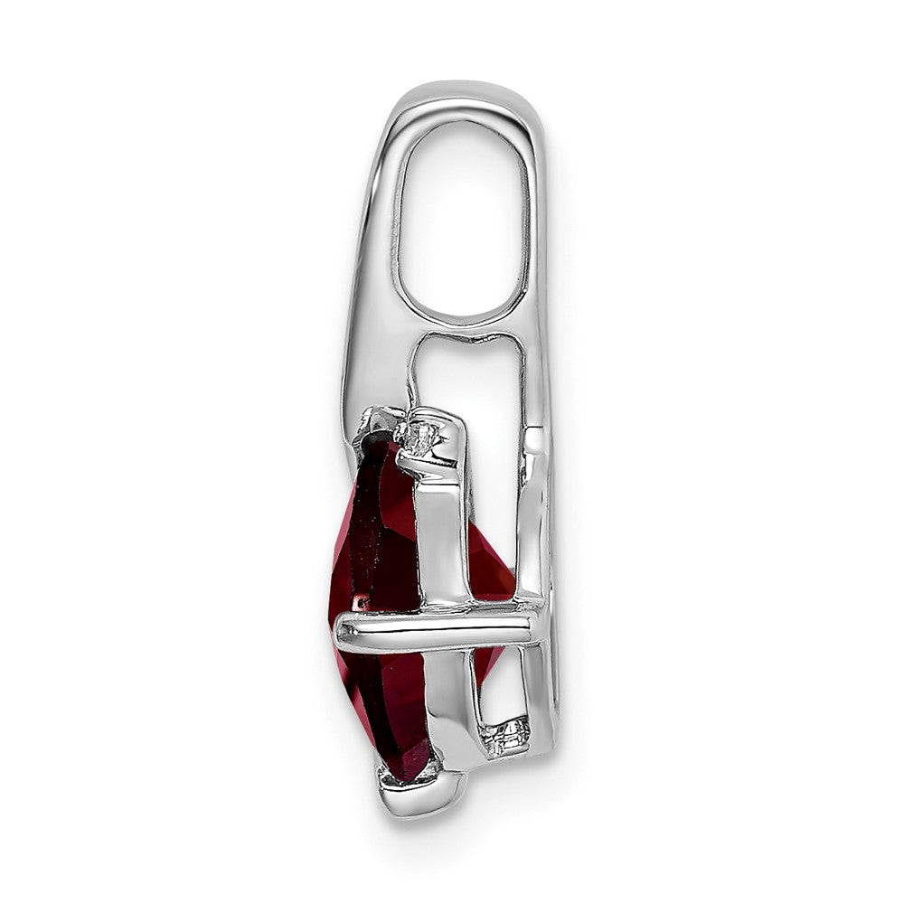 14k White Gold Cushion Garnet and Diamond Pendant (1.2 grams)