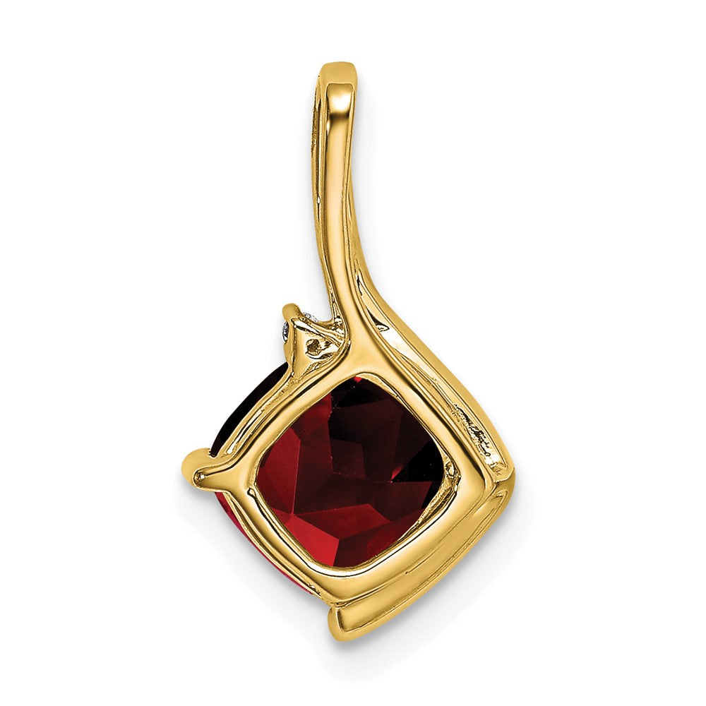 14k Cushion Garnet and Diamond Pendant (1.2 grams)