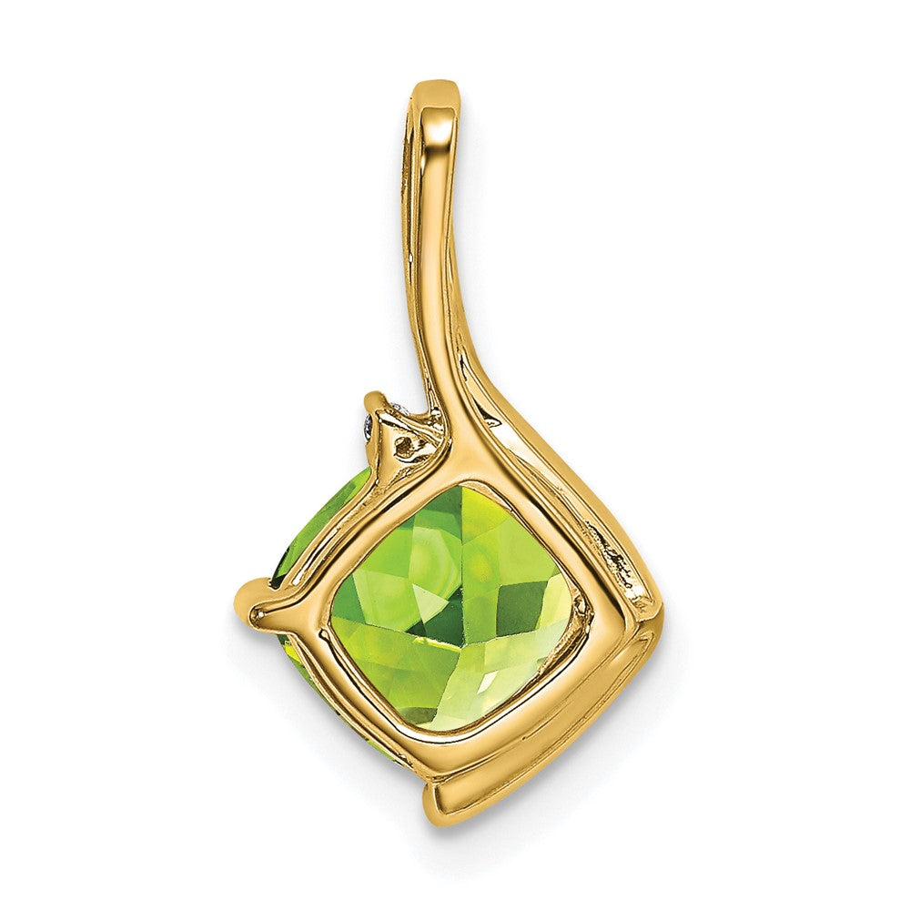 14k Cushion Peridot and Diamond Pendant (1.2 grams)