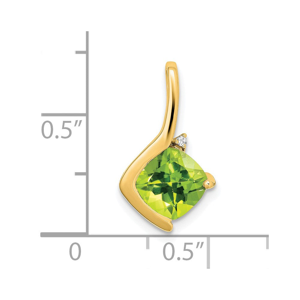 14k Cushion Peridot and Diamond Pendant (1.2 grams)