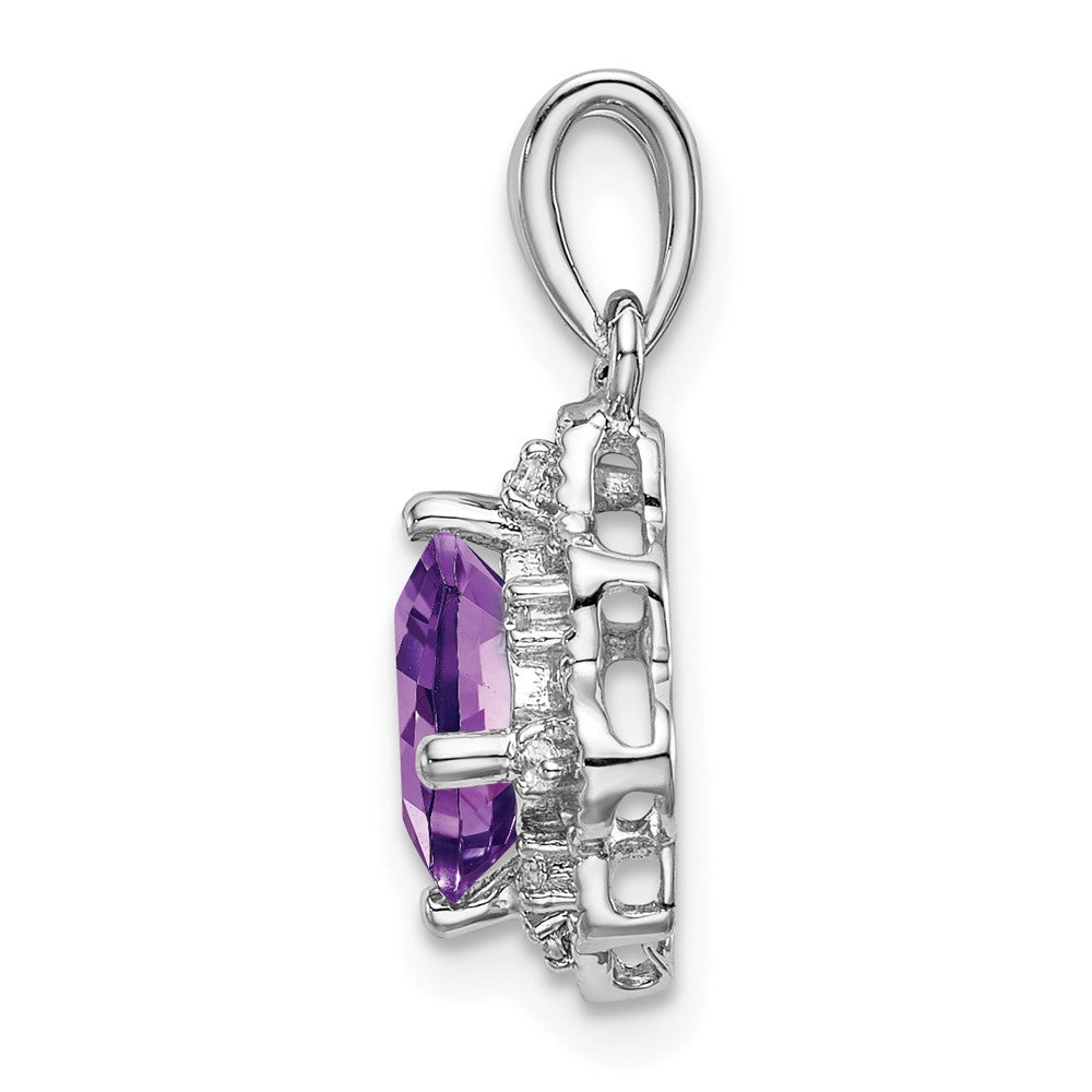 14k White Gold Amethyst and Diamond Scalloped Pendant (1.15 grams)