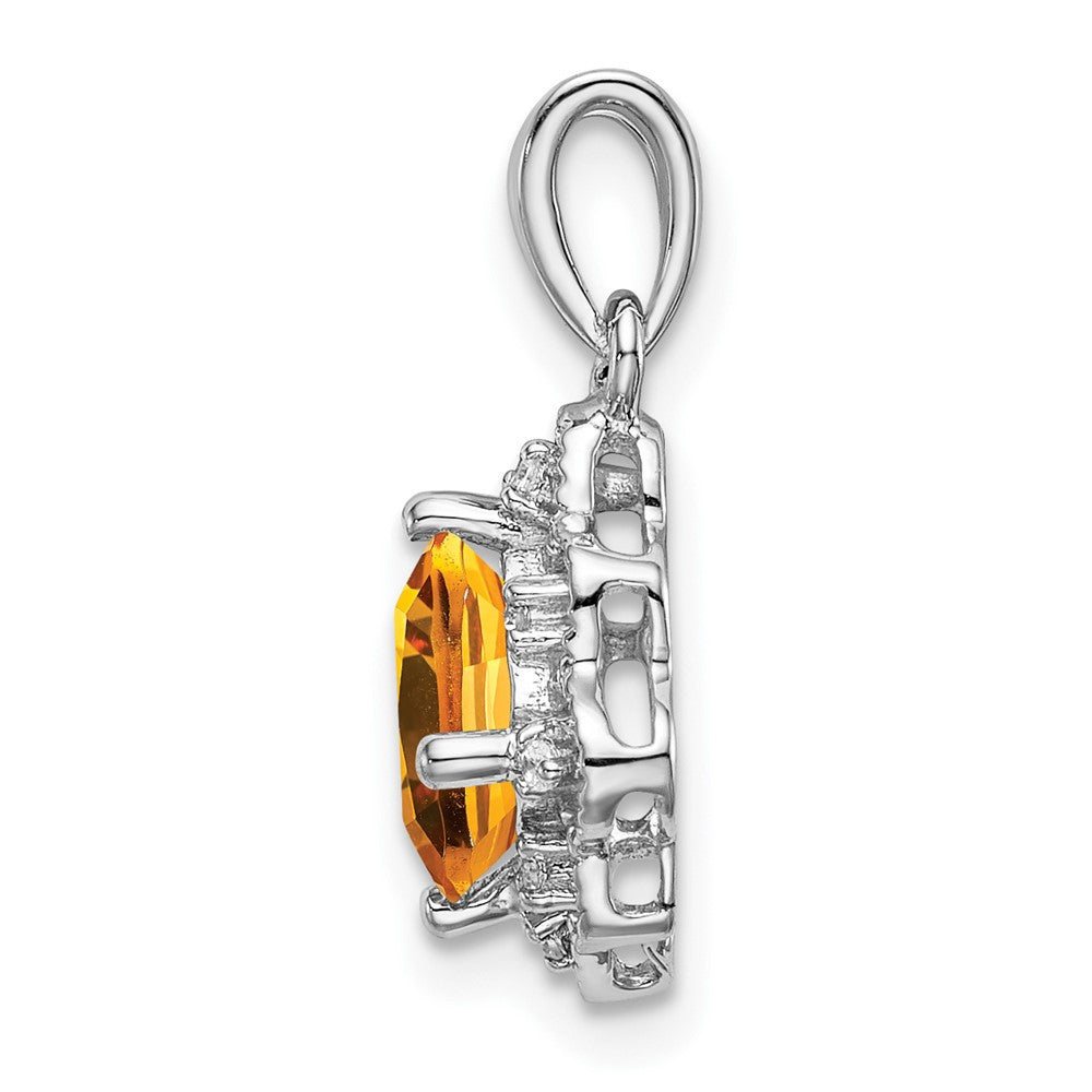 14k White Gold Citrine and Diamond Scalloped Pendant (1.15 grams)