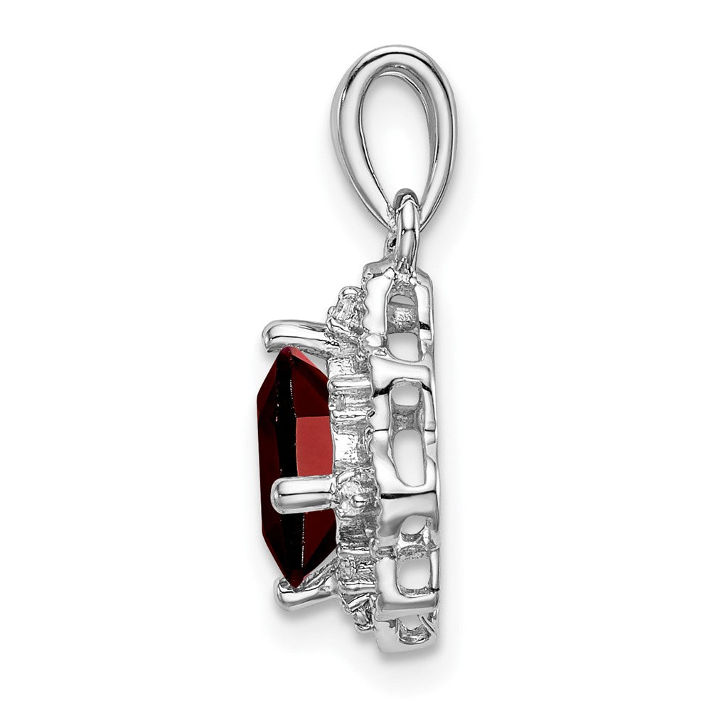14k White Gold Garnet and Diamond Scalloped Pendant (1.15 grams)