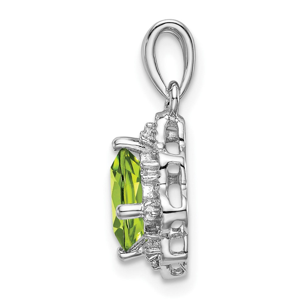 14k White Gold Peridot and Diamond Scalloped Pendant (1.15 grams)