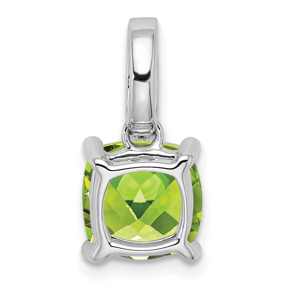 14k White Gold Cushion Peridot and Diamond Pendant (1.1 grams)