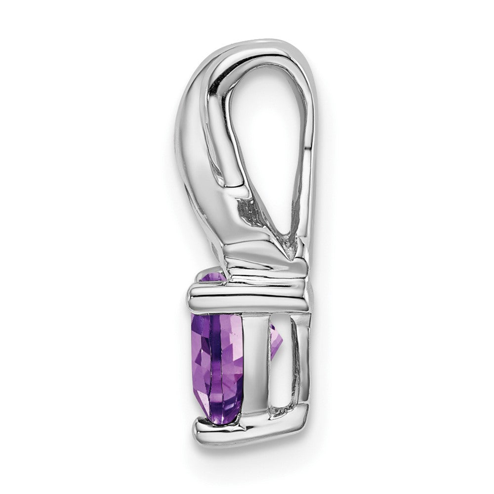 14k White Gold Trillion Amethyst and Diamond Pendant (1.45 grams)