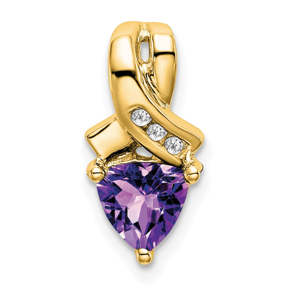 14k Trillion Amethyst and Diamond Pendant (1.45 grams)