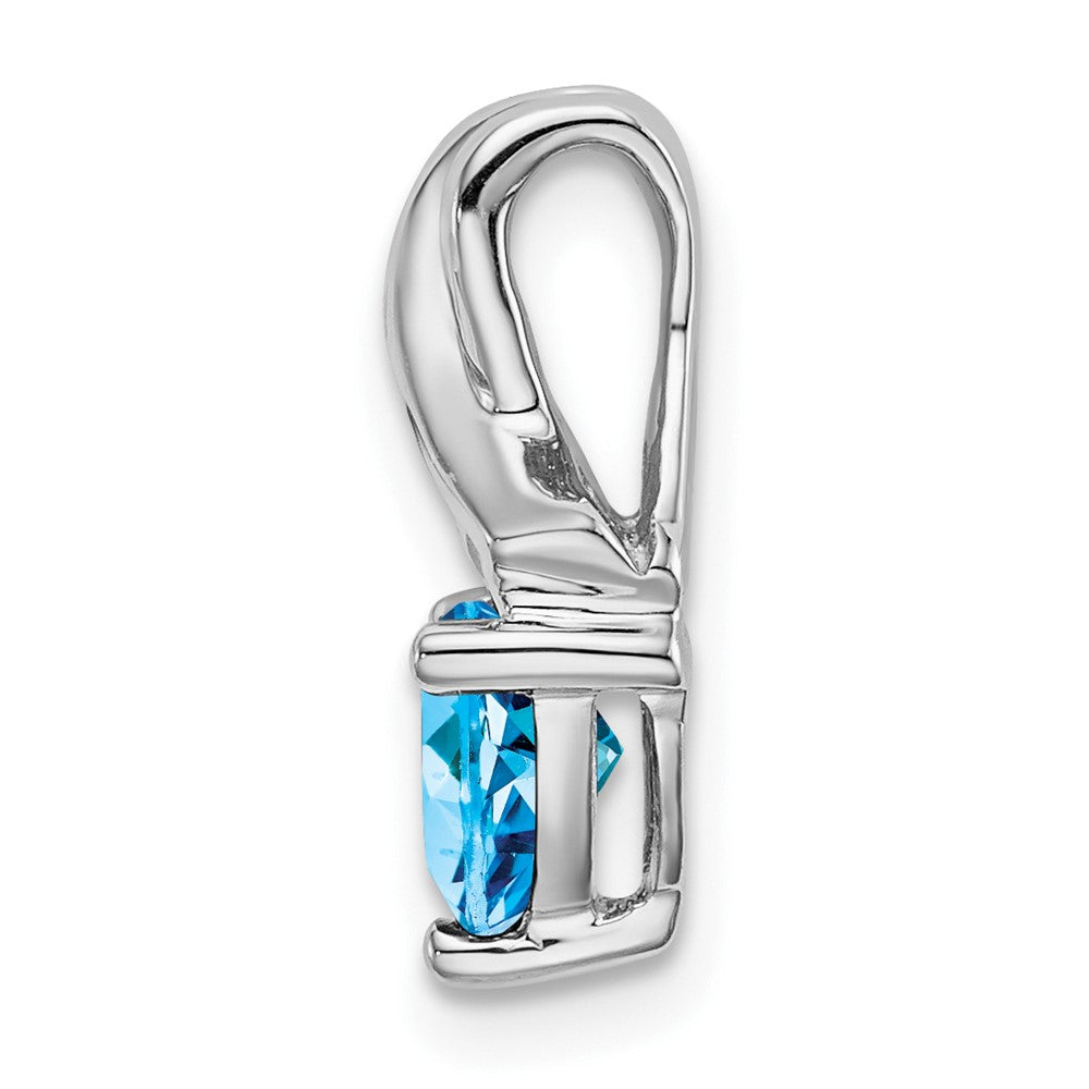 14k White Gold Trillion Blue Topaz and Diamond Pendant (1.45 grams)