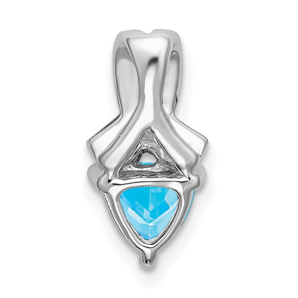 14k White Gold Trillion Blue Topaz and Diamond Pendant (1.45 grams)