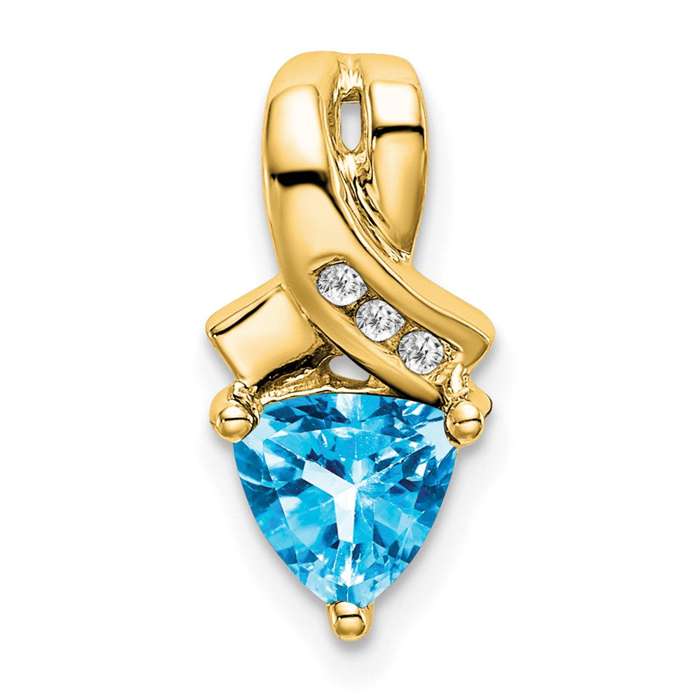 14k Trillion Blue Topaz and Diamond Pendant (1.45 grams)