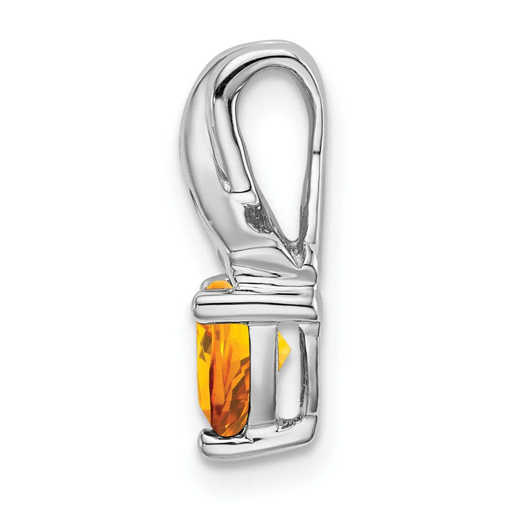 14k White Gold Trillion Citrine and Diamond Pendant (1.45 grams)
