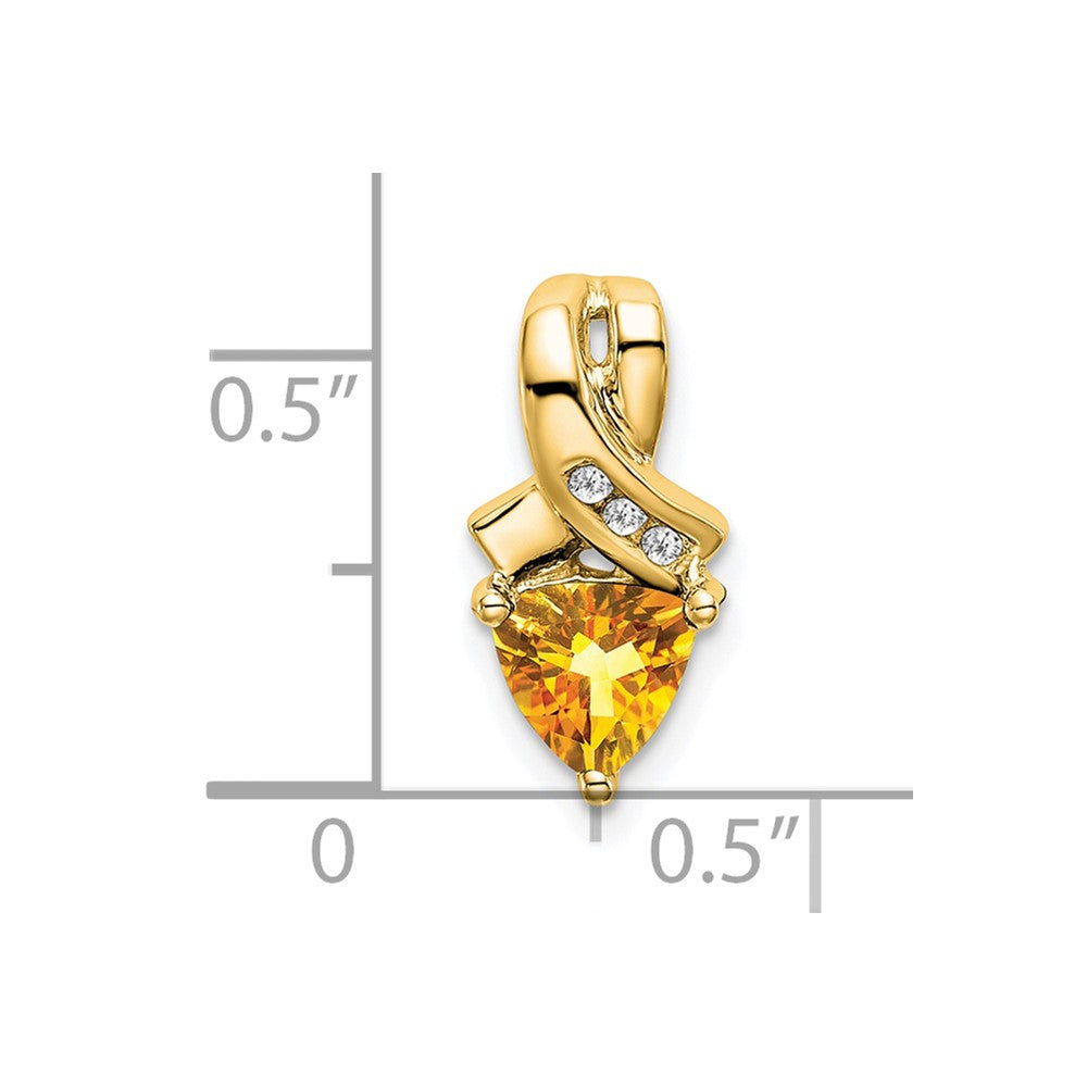 14k Trillion Citrine and Diamond Pendant (1.45 grams)