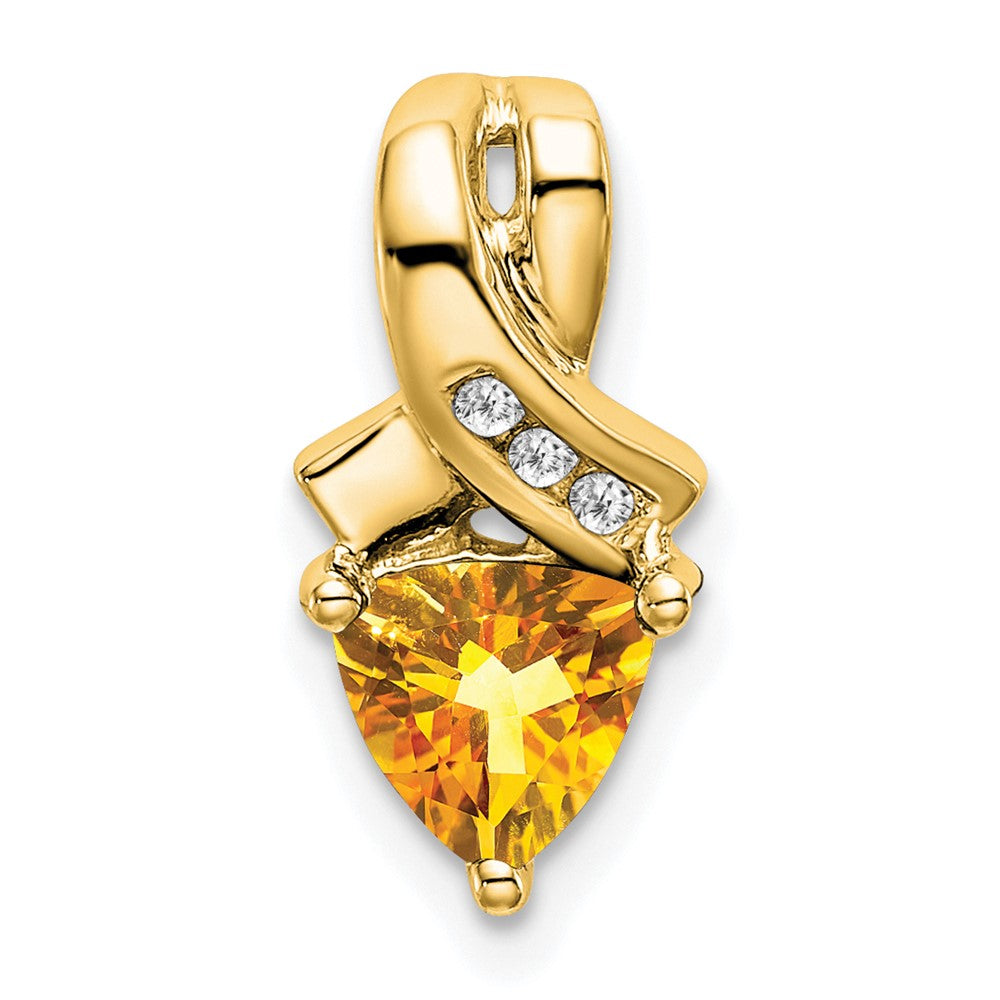 14k Trillion Citrine and Diamond Pendant (1.45 grams)