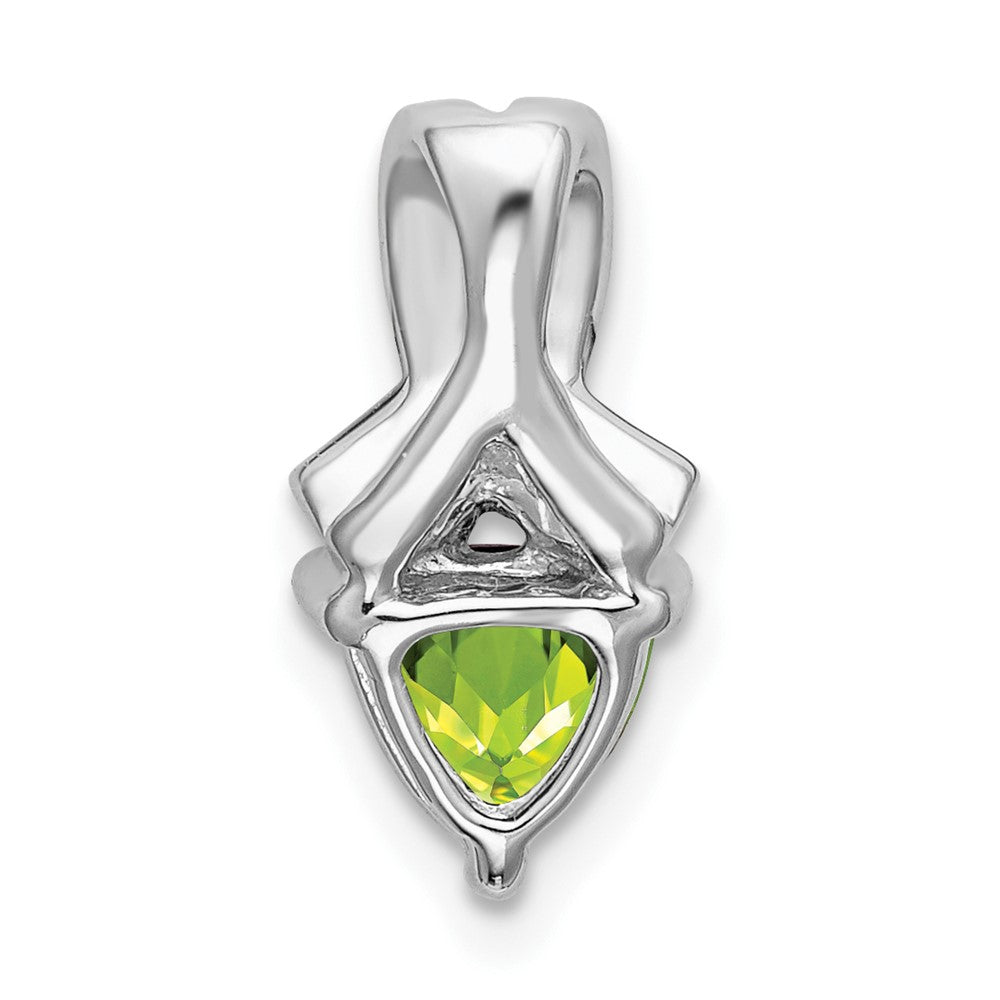 14k White Gold Trillion Peridot and Diamond Pendant (1.45 grams)
