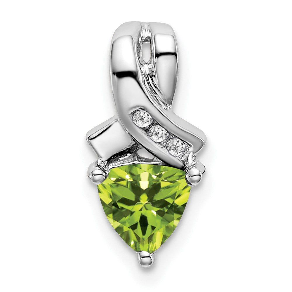14k White Gold Trillion Peridot and Diamond Pendant (1.45 grams)