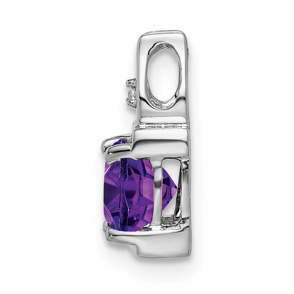 14k White Gold Amethyst and Diamond Pendant (0.95 grams)
