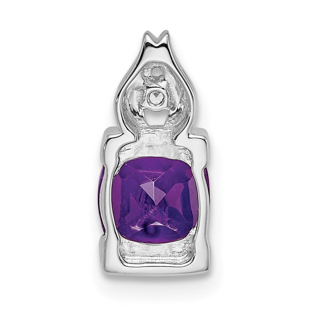 14k White Gold Amethyst and Diamond Pendant (0.95 grams)