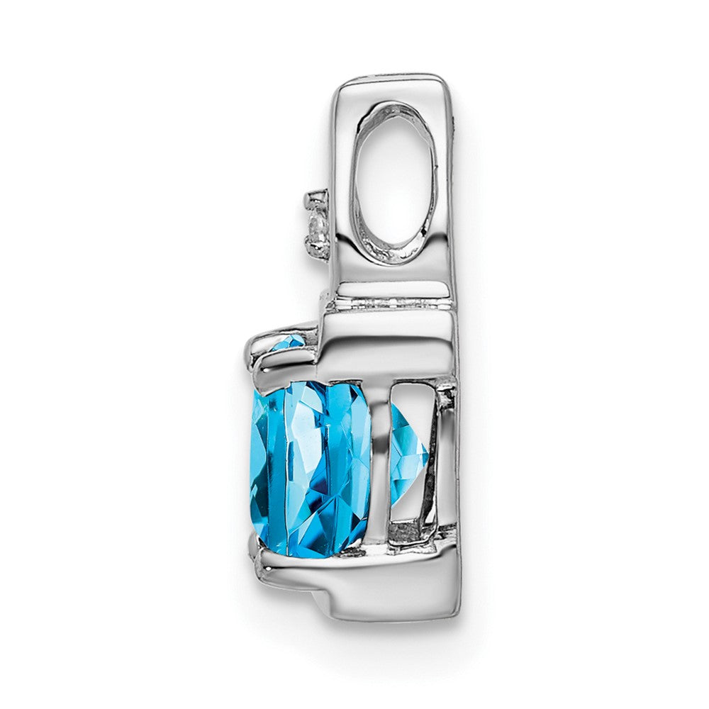 14k White Gold Blue Topaz and Diamond Pendant (0.95 grams)