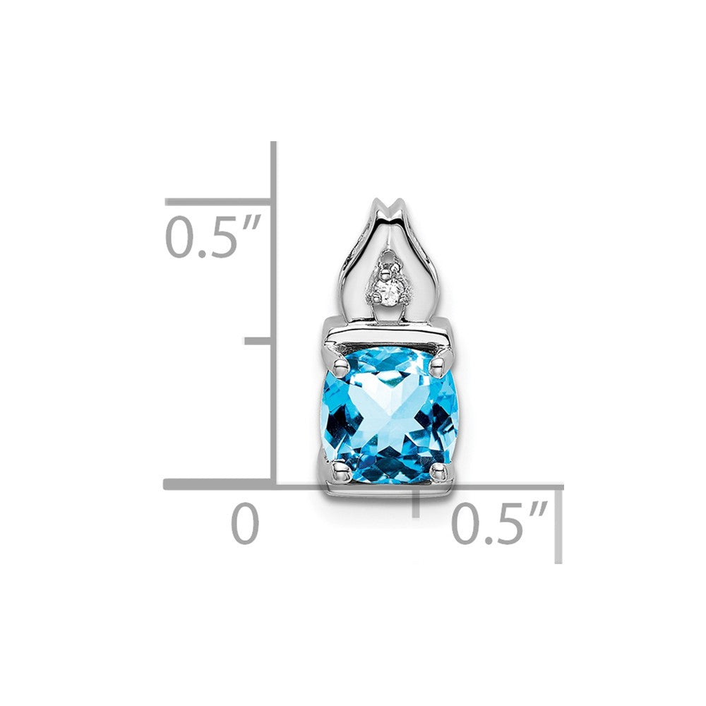 14k White Gold Blue Topaz and Diamond Pendant (0.95 grams)