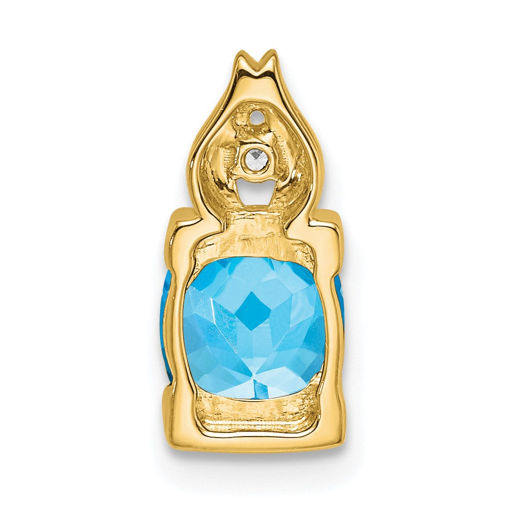 14k Blue Topaz and Diamond Pendant (0.95 grams)