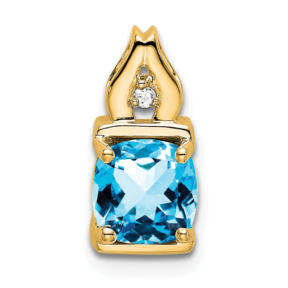 14k Blue Topaz and Diamond Pendant (0.95 grams)