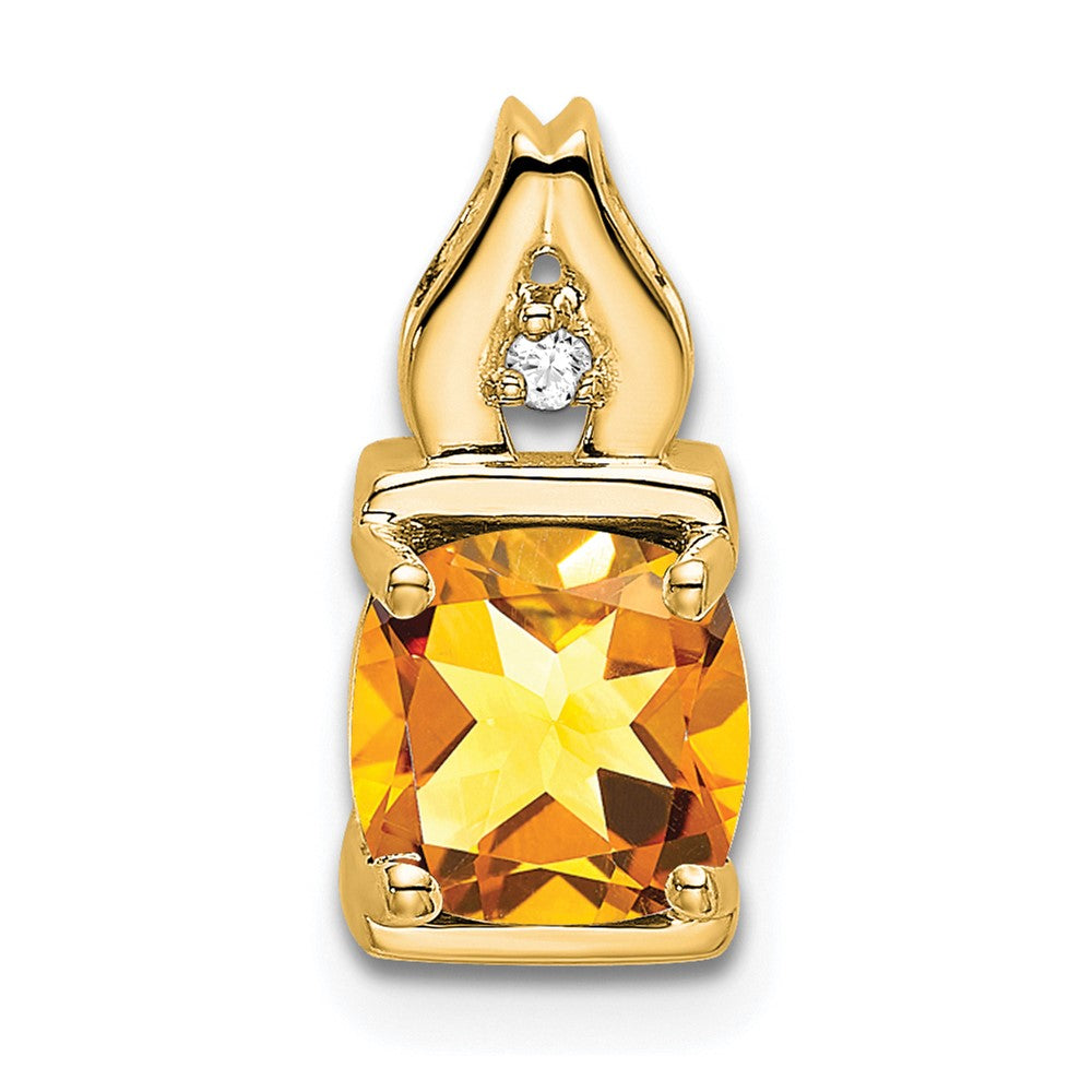 14k Citrine and Diamond Pendant (0.95 grams)