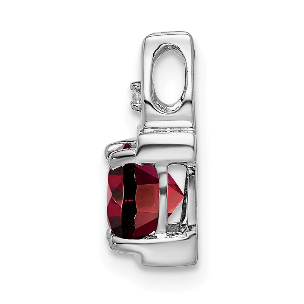 14k White Gold Garnet and Diamond Pendant (0.95 grams)