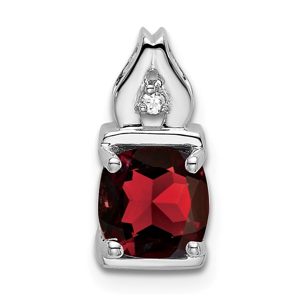 14k White Gold Garnet and Diamond Pendant (0.95 grams)
