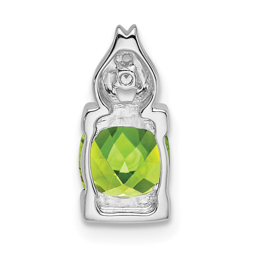 14k White Gold Peridot and Diamond Pendant (0.95 grams)