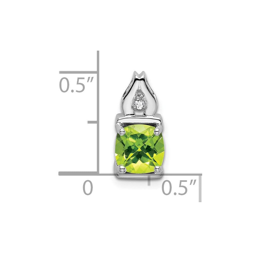 14k White Gold Peridot and Diamond Pendant (0.95 grams)