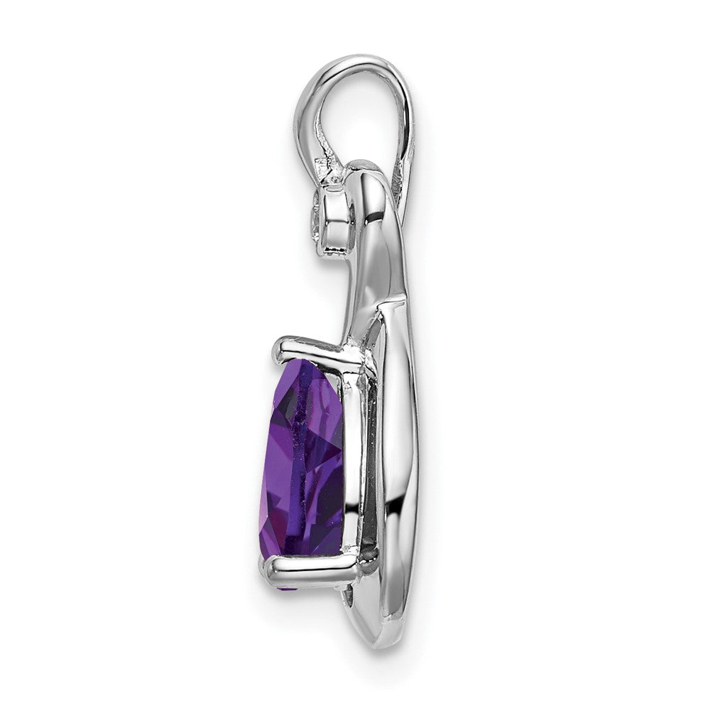 14k White Gold Pear Amethyst and Diamond Pendant (1.5 grams)