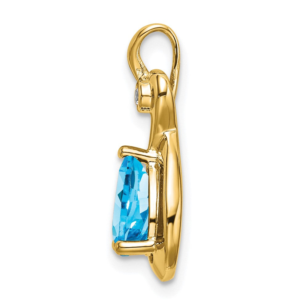 14k Pear Blue Topaz and Diamond Pendant (1.5 grams)