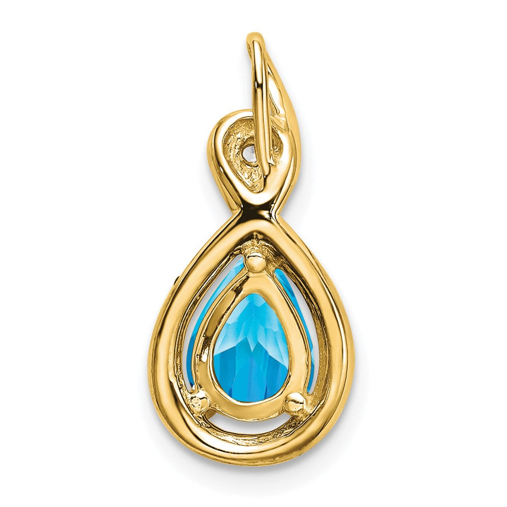 14k Pear Blue Topaz and Diamond Pendant (1.5 grams)