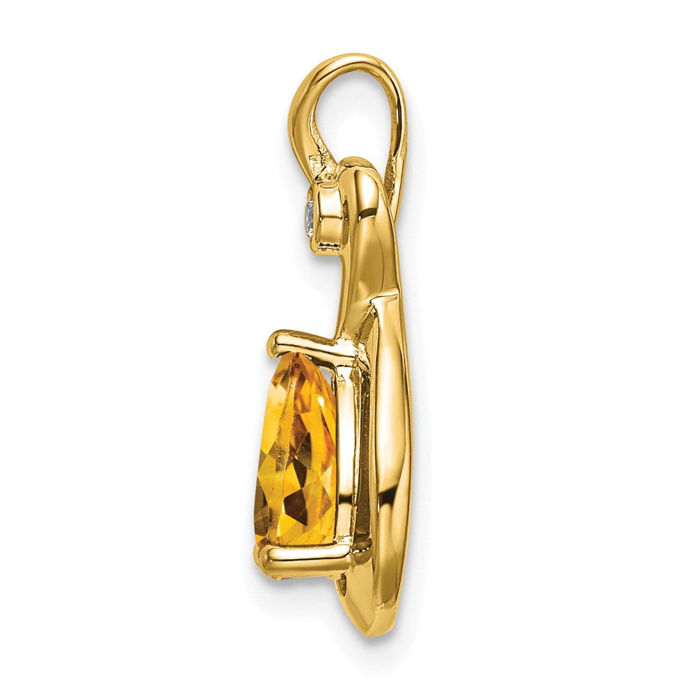 14k Pear Citrine and Diamond Pendant (1.5 grams)