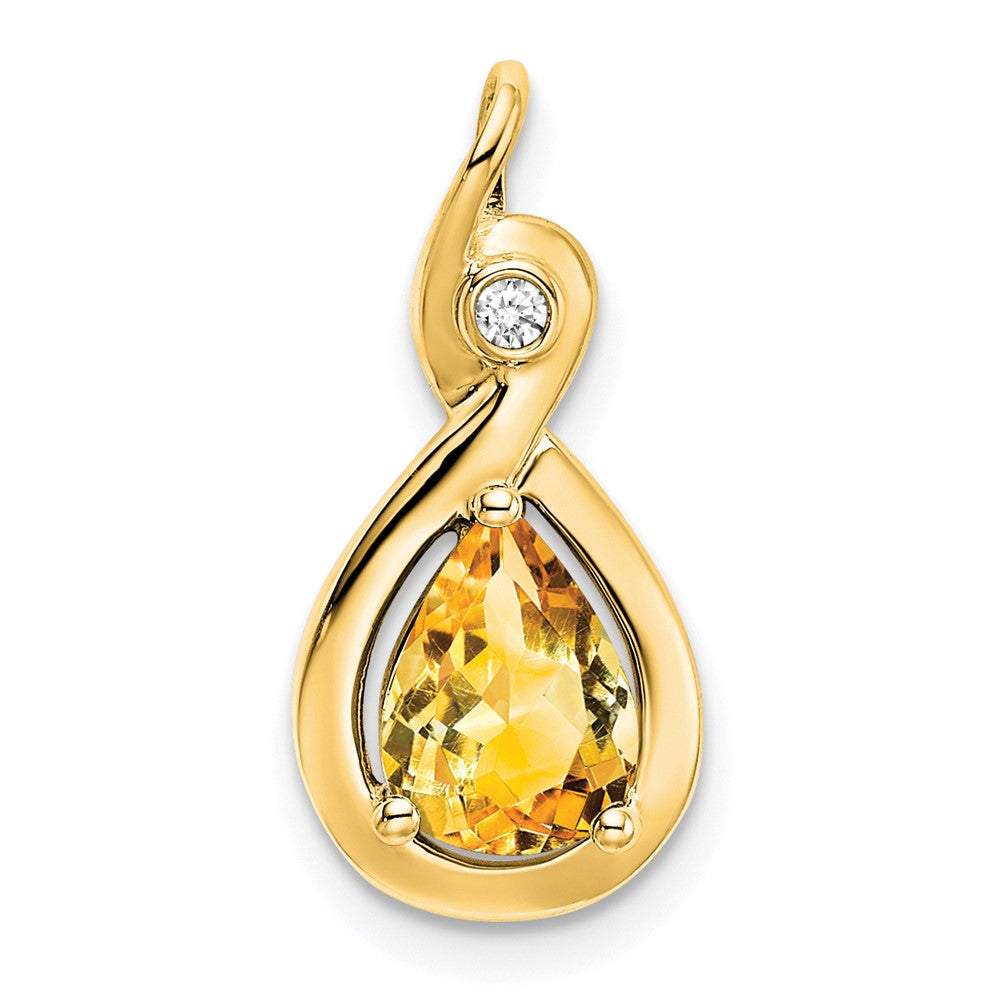 14k Pear Citrine and Diamond Pendant (1.5 grams)