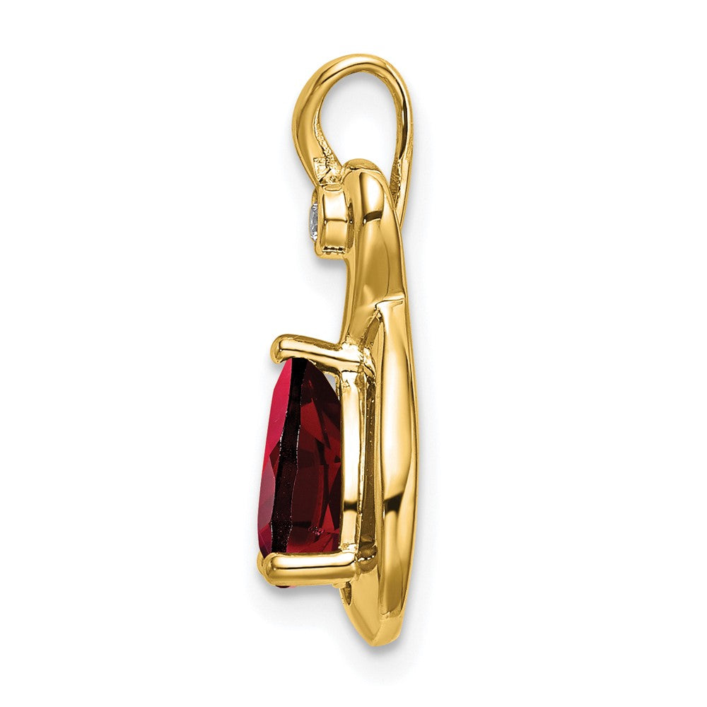 14k Pear Garnet and Diamond Pendant (1.5 grams)
