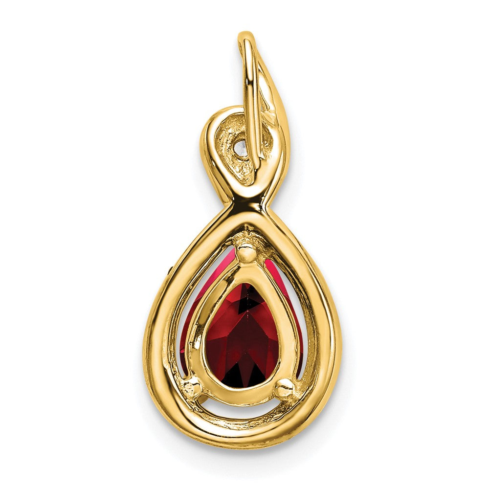 14k Pear Garnet and Diamond Pendant (1.5 grams)