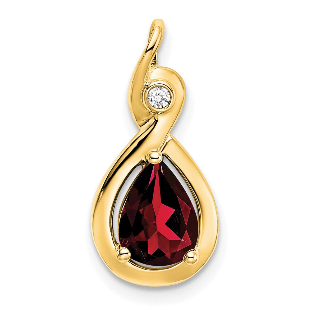 14k Pear Garnet and Diamond Pendant (1.5 grams)