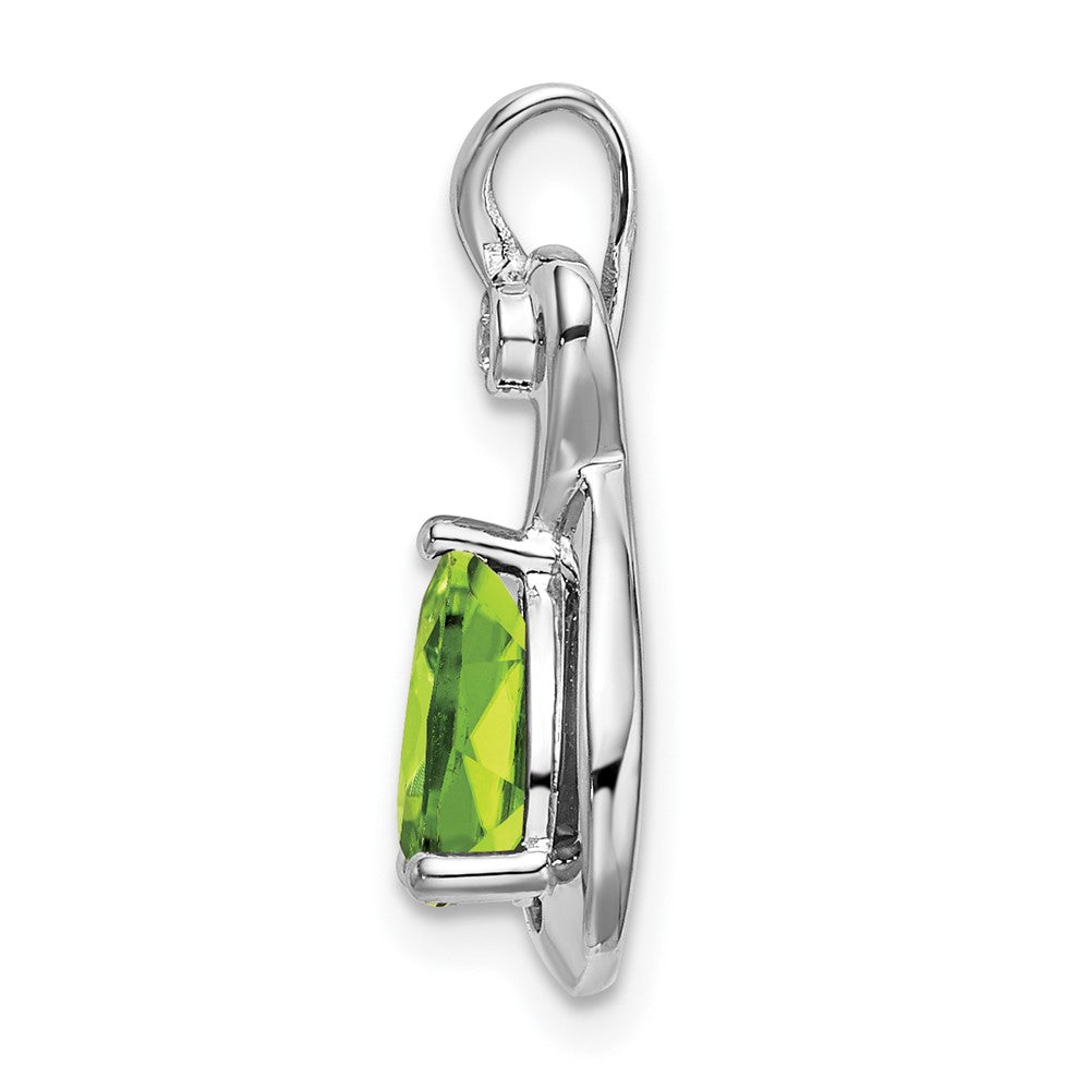14k White Gold Pear Peridot and Diamond Pendant (1.5 grams)