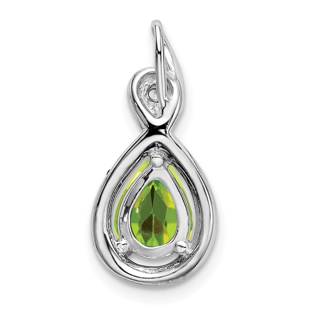 14k White Gold Pear Peridot and Diamond Pendant (1.5 grams)