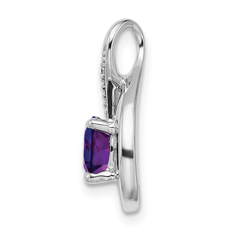 14k White Gold Amethyst and Diamond Pendant (2.15 grams)