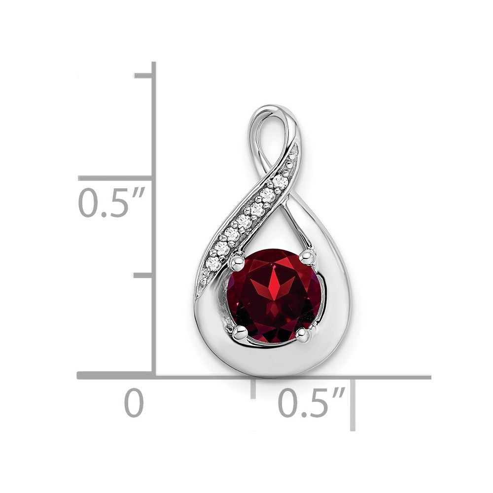 14k White Gold Garnet and Diamond Pendant (2.15 grams)