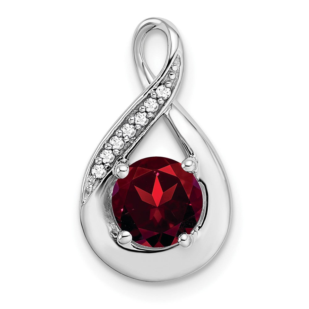 14k White Gold Garnet and Diamond Pendant (2.15 grams)