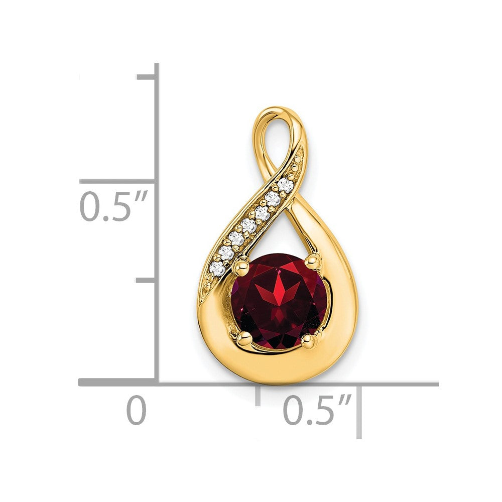 14k Garnet and Diamond Pendant (2.15 grams)