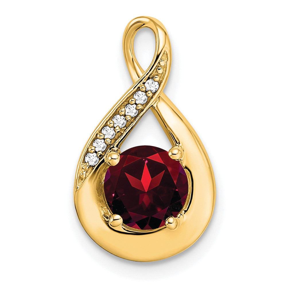 14k Garnet and Diamond Pendant (2.15 grams)