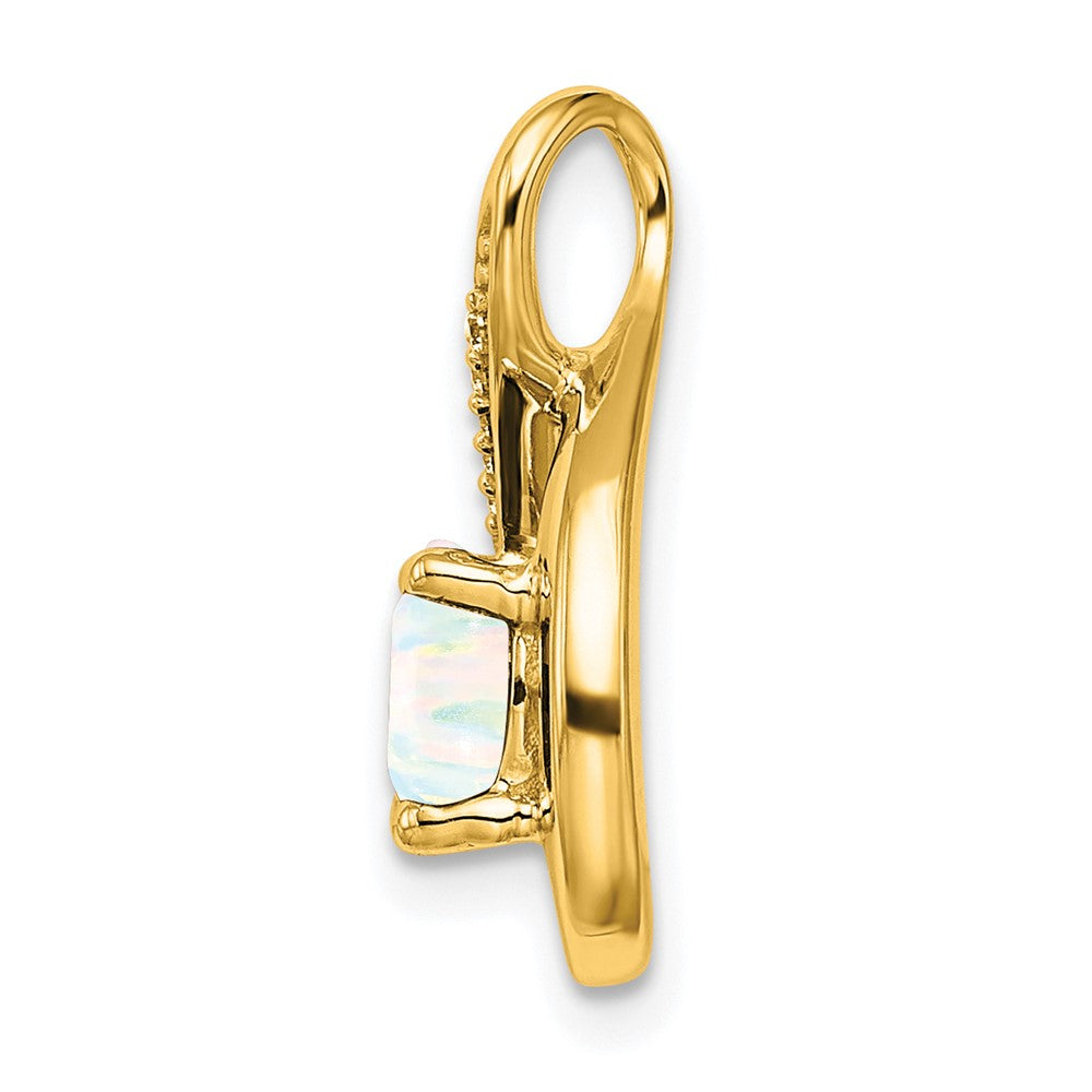 14k Created Opal and Diamond Pendant (2.15 grams)
